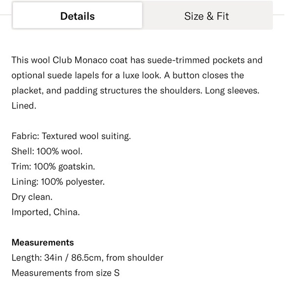 Club Monaco wool coat - Picture 4 of 5